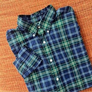 Ralph Lauren Men’s Navy and Hunter Green Classic Plaid Button-Down Shirt Size L